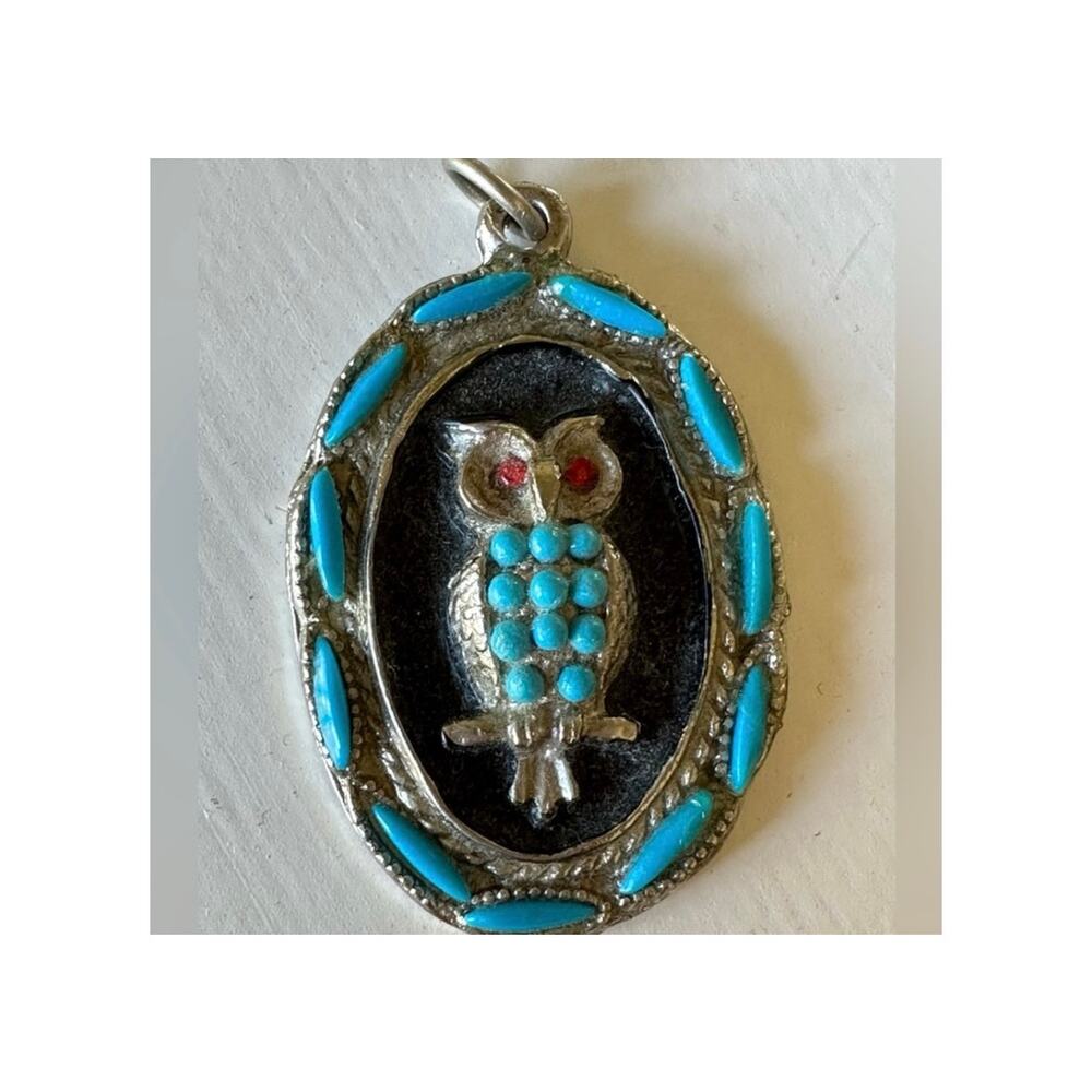 The Danbury Mint OWL pendant w/ rhinestone & Turquoise colors
